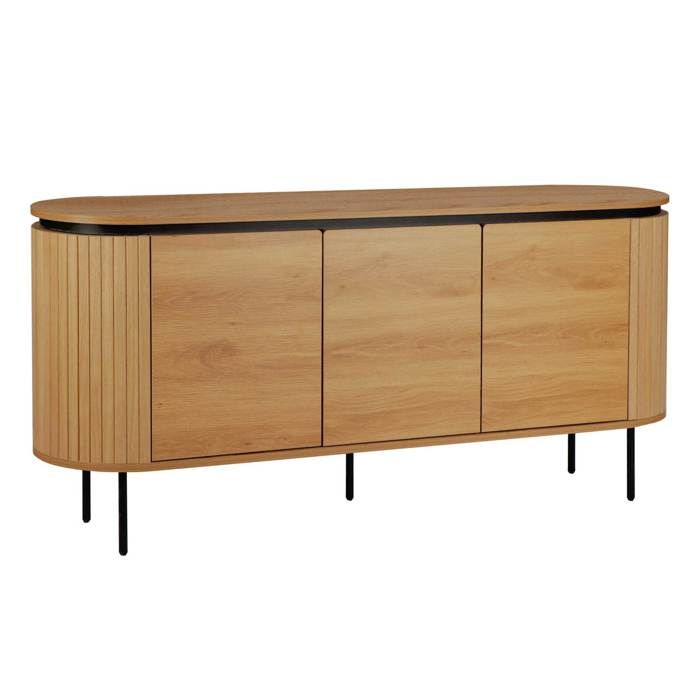 Buffet 3 portes moderne rectangulaire L160 cm bois clair Hemera - Oviala Buffet 3 portes moderne rectangulaire L160 cm bois clair Hemera - Oviala