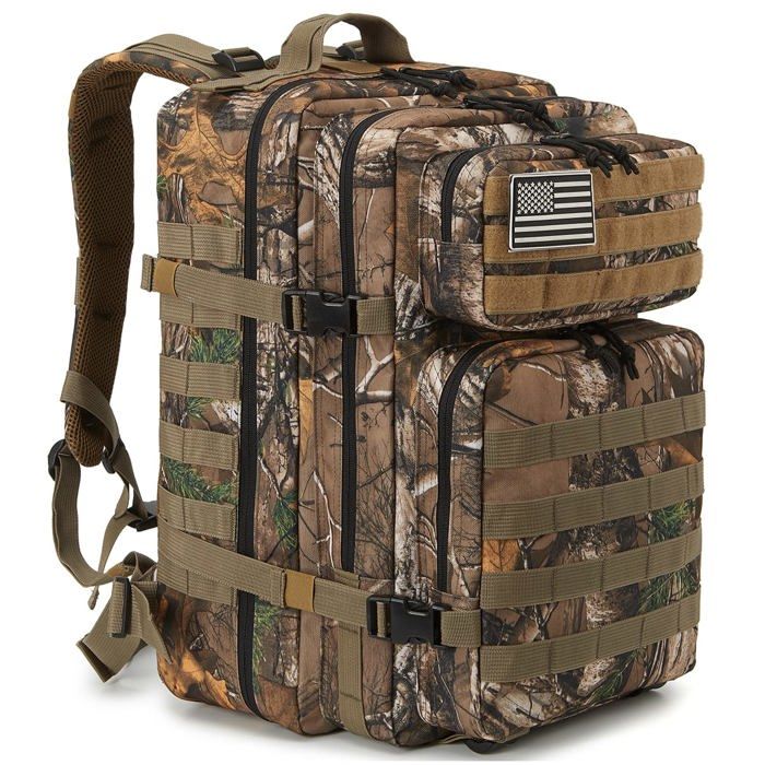 Sac à dos Tactique Militaire - Maavoki - 45L - Polyvalent Imperméable - Ergonomique - Camouflage Darbres
