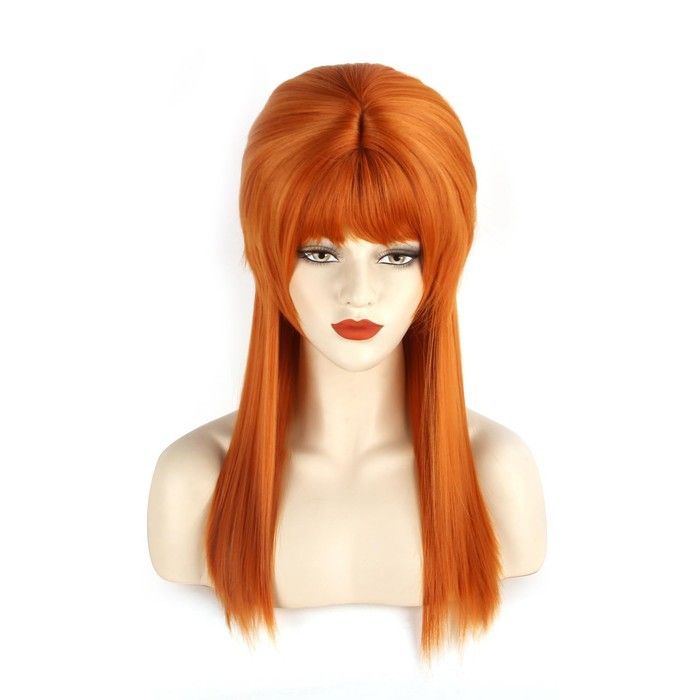Perruque Femme Style Vintage Rétro Simple Rousse avec Frange Tour de Tête 50 cm