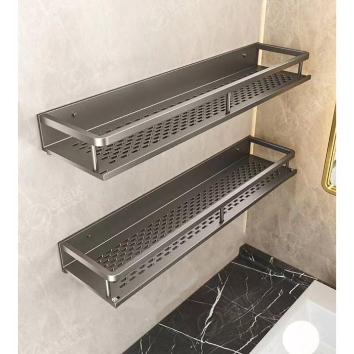 30x12x4 cm Gris 2 pièces Porte-épices Étagère à Épices Murale en Aluminium - Étagère de cuisine Sans perçage - Étagère Rangement