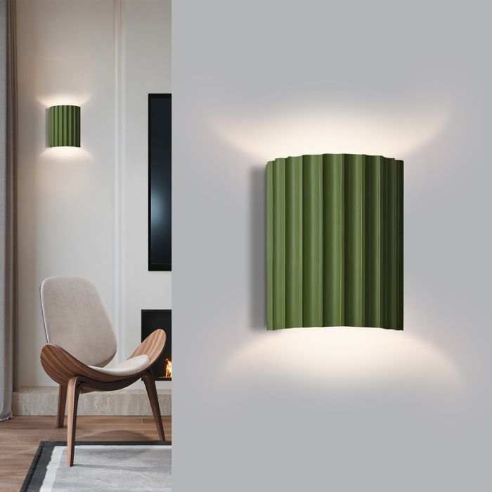 SNOGOLD Applique Murale Up-Down Moderne Vert Half-Cylindre G9 Luminaire Lumière Blanc Applique Intérieur pour Couloir Escalier