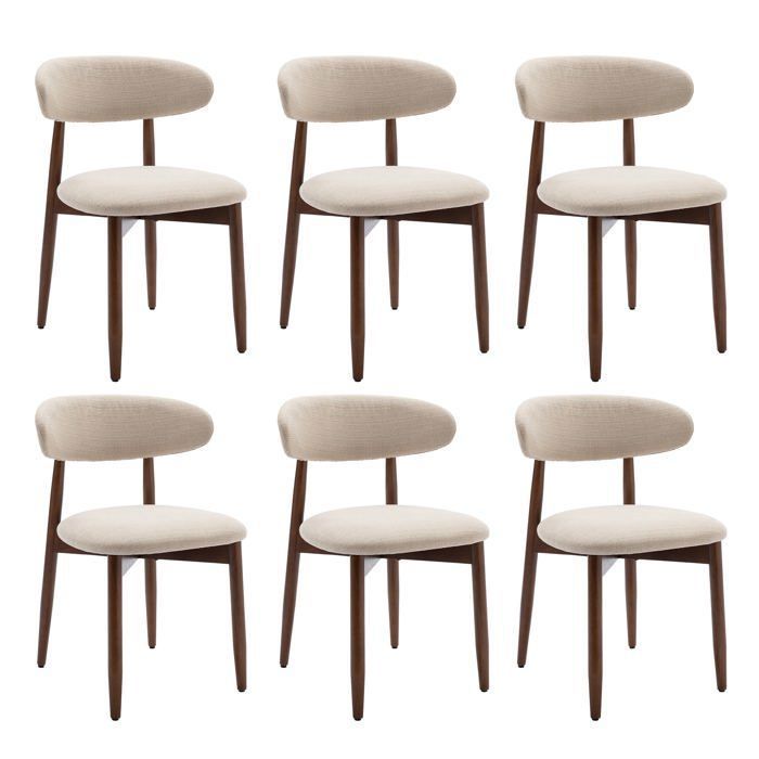 Lot de 6 Chaises robustes et élégantes style nordique minimaliste idéales pour salle à manger et cuisine - Beige