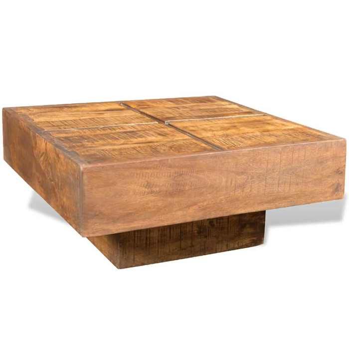 Table basse carrée en bois de manguier - vidaXL - 68x68x28 cm - Bois massif - Marron - Style antique