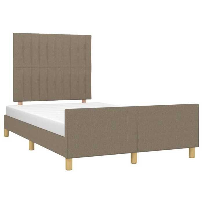 Cadre de lit tissu - UU - 120x190 cm - Taupe - Tête de lit réglable - Pieds robustes - Lattes de contreplaqué