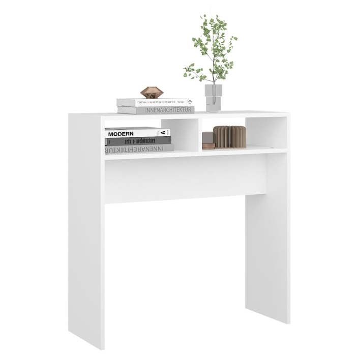 Table console en bois dingénierie - WIENS - Blanc - 78x30x80 cm - Facile à nettoyer - Résistant à lhumidité