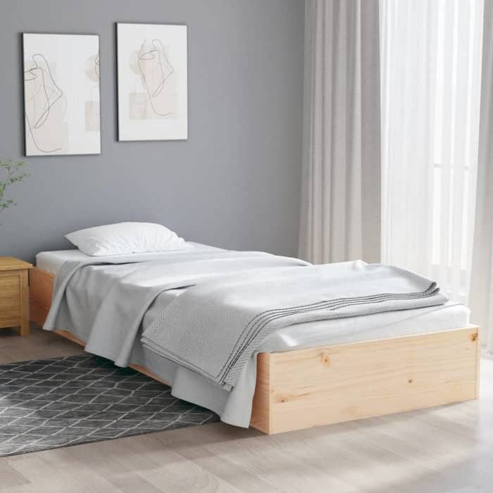 Cadre de lit en bois massif - Happiness - 90x190 cm - Bois de pin massif - Brun - Montage simple Cadre de lit en bois massif - Happiness - 90x190 cm - Bois de pin massif - Brun - Montage simple