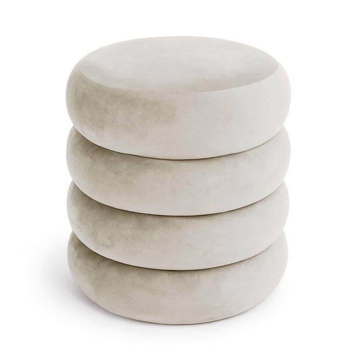 Tabouret en velours avec rangement 42 cm SNUGGO Crème Tabouret en velours avec rangement 42 cm SNUGGO Crème