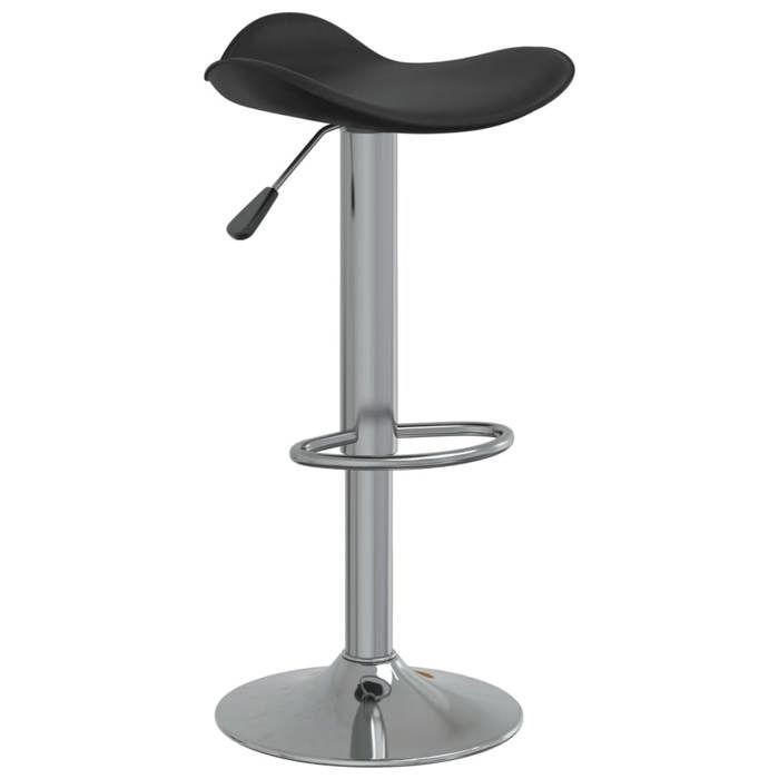 NEUF 2026 CHIC Tabouret de bar SWEETY 1 PC CHAISE HAUTE Noir Acier chromé et cuir artificiel 44x44x(60-81) cm CCC1903