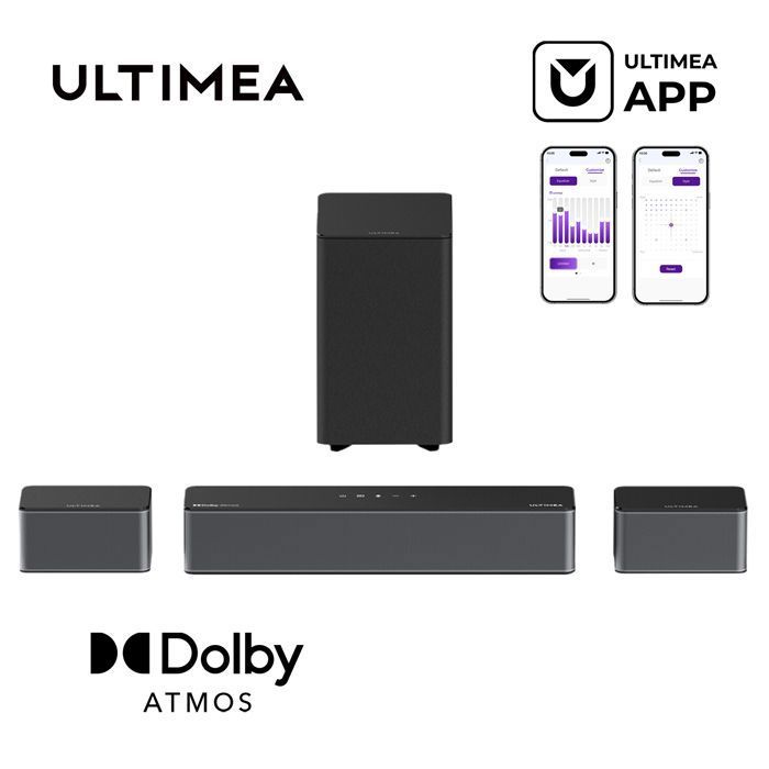 ULTIMEA Barre de Son Poseidon M4T - Système 5.1 Canaux avec Dolby Atmos - Caisson de Basses sans fil- 450 W