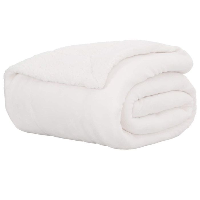 VIDAXL Plaid polaire blanc 220 x 240 cm - Couverture douce et légère (480 g)