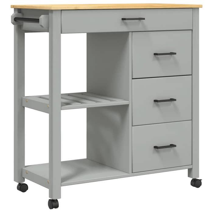 Saison Soldes Chariot de cuisine MONZA - SARAZYJ - desserte de Cuisine/Restaurant - 84x40x88 5 cm bois massif de pin MM11781