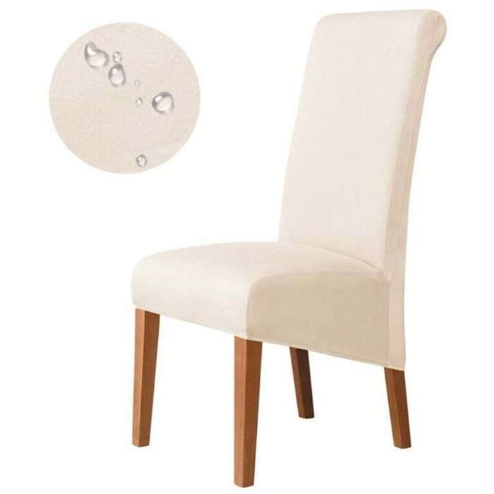 Housse de chaise - PZCC - 2 pièces - Blanc - Velours doux - Lavable en machine