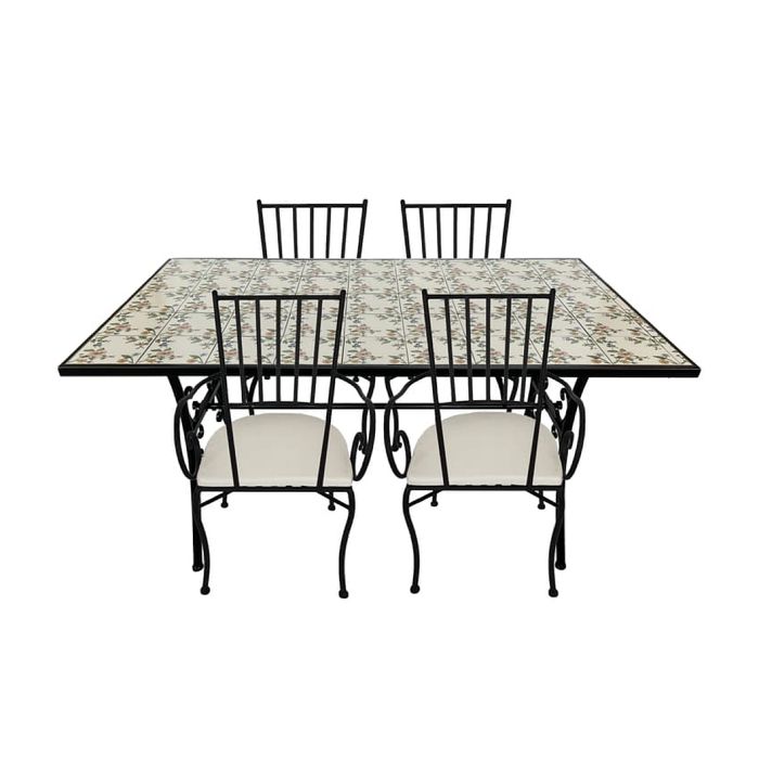 Ensemble repas mosaïque Leonie 4 chaises rose romant. Ensemble repas mosaïque Leonie 4 chaises rose romant.