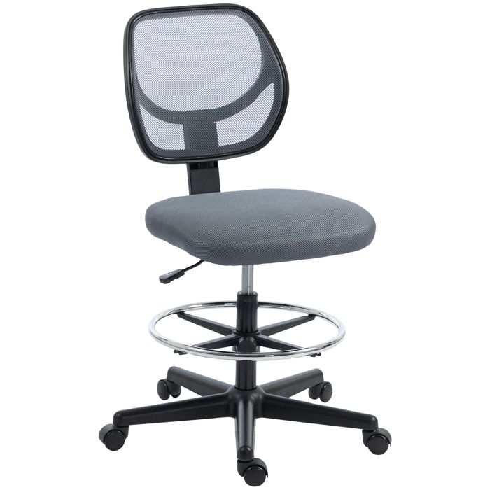 Chaise bureau ergonomique - Vinsetto - repose-pieds - en maille hauteur réglable dossier incurvé pivotant 360° - gris foncé