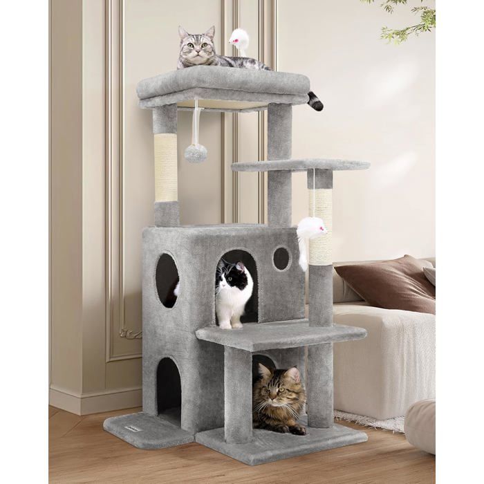 Arbre A Chat Solide Avec Grande Base Niches Plateforme Peluche