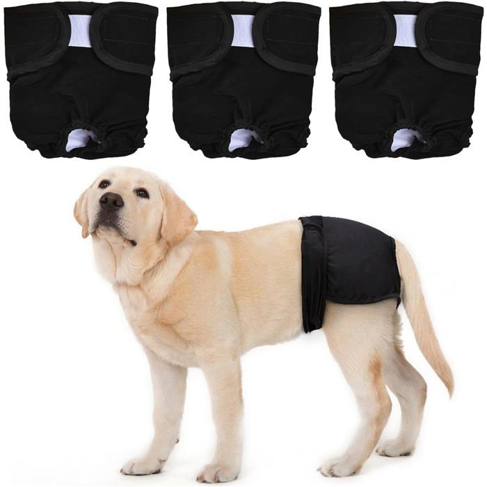 Couches lavables pour chien - ESTAMPILLE - 3 pièces - Réutilisables - Grand pouvoir absorbant - Pour chiennes en chaleur
