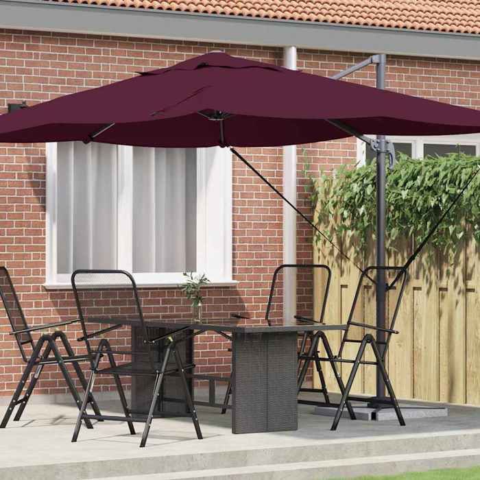 vidaXL Parasol Bordeaux 351 x 250 x 260 cm Polyester et Aluminium Parasol moderne inclinable rotatif résistant aux UV42003349