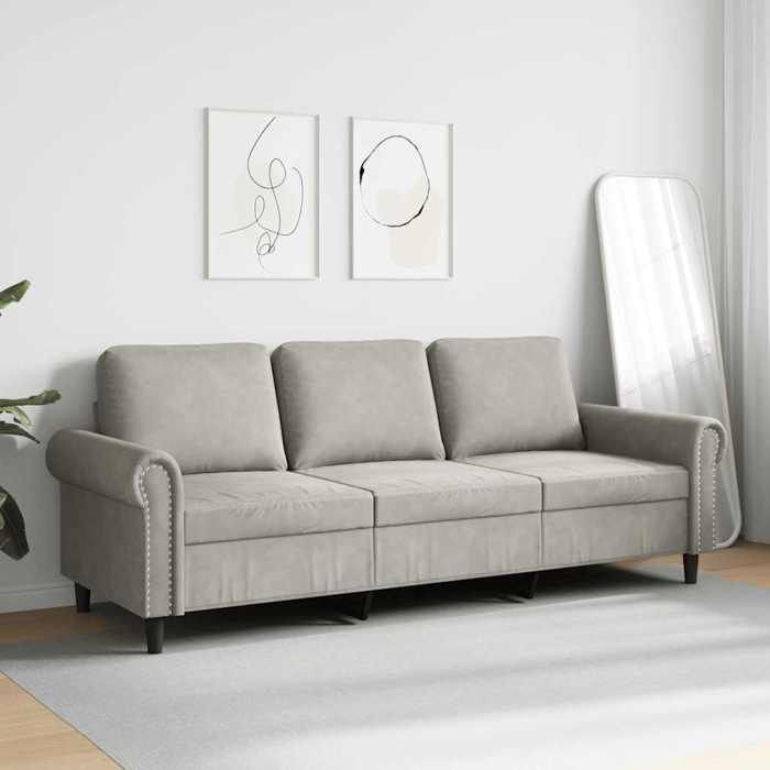 Gris SOFA - PHSH - Canapé avec 3 places - contemporain - Gris clair 180 cm Velours C1827