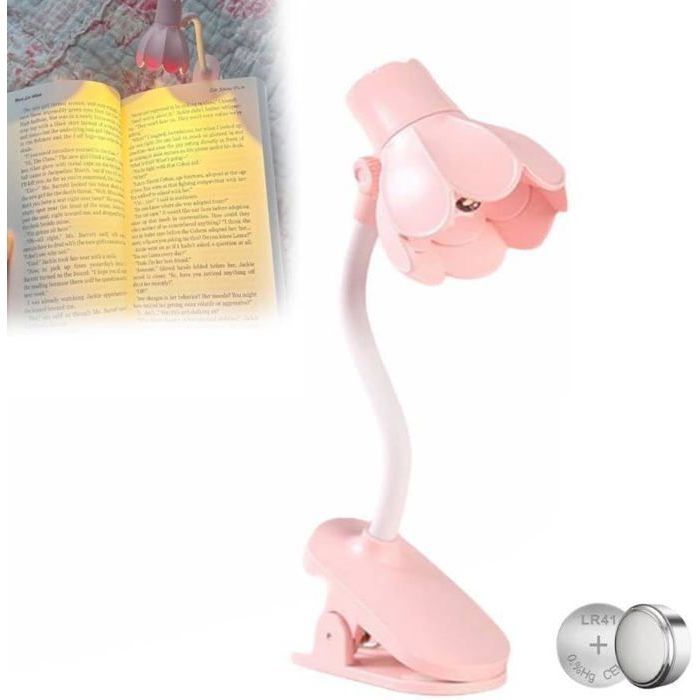 Lampe de Lecture en Forme de Fleur Pastel Mignonne Lampe de lecture portable pour lit Lampe fleur avec 10 Piles Lampe(rose)