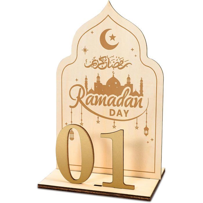 Calendrier de lAvent Ramadan en bois - Compte à rebours 30 jours - Réutilisable - Fabrication artisanale