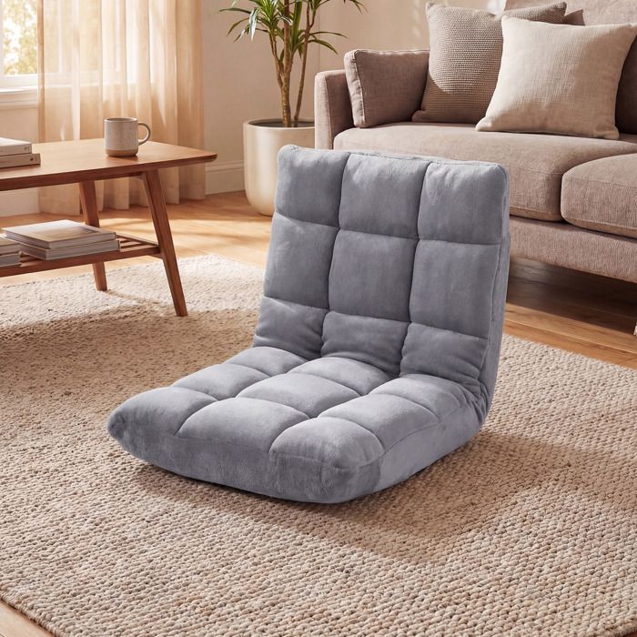 Fauteuil Paresseux Tatami Pliable COSTWAY Chaise de Sol Dossier 14 Vitesses Réglable Velours Fauteuil Sol pour Salon Bureau Gris Fauteuil Paresseux Tatami Pliable COSTWAY Chaise de Sol Dossier 14 Vitesses Réglable Velours Fauteuil Sol pour Salon Bureau Gris