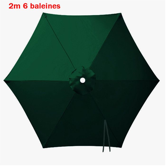 Housse de rechange pour parasol2m 6 baleines imperméable anti-UV Toile de rechange pour parasol de terrassevert foncé