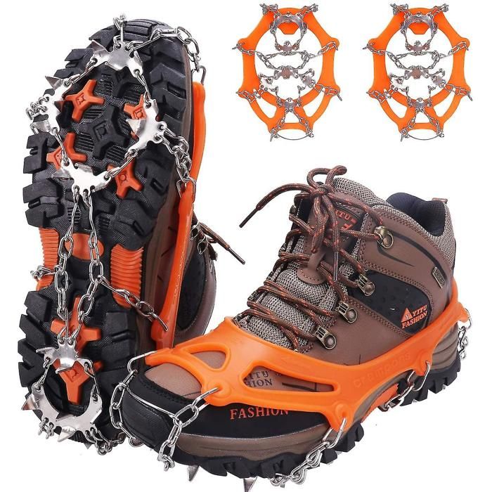 Crampons à glace pointes à glace grattoirs à chaussures avec 19 dents/clous en acier inoxydable - pour lescalade L