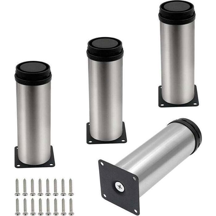 Pieds Réglables Inox 0-15 mm – Universels pour Meubles – Lot de 4