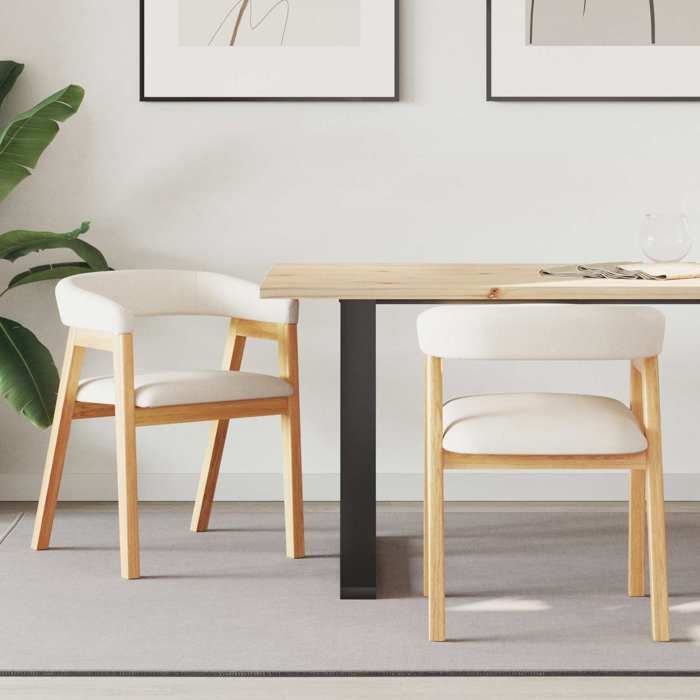 Lot de 2 chaises de salle à manger - vidaXL - Bois de caoutchouc massif - naturel - 54 x 57 x 73 cm - avec accoudoirs@853gii76n