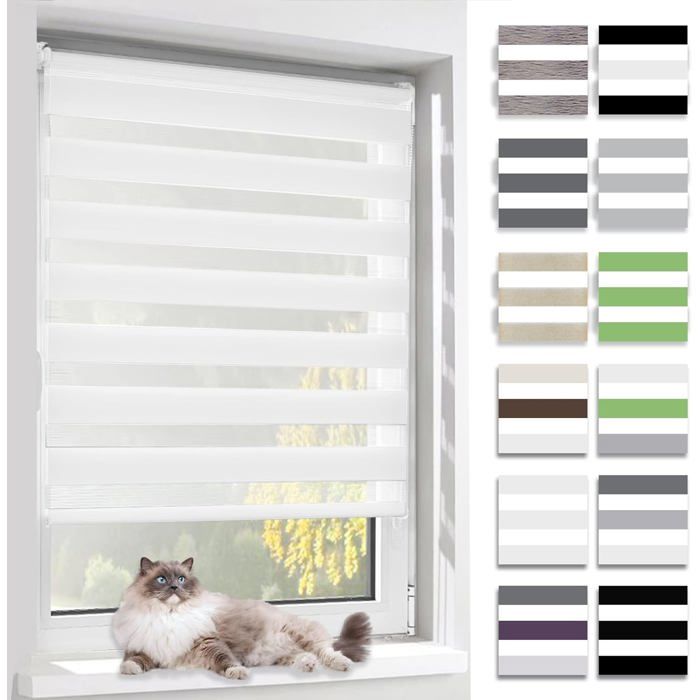 Store enrouleur double épaisseur blanc utilisable de jour comme de nuit 70×150 cm sans perçage occultant préservant lintimité