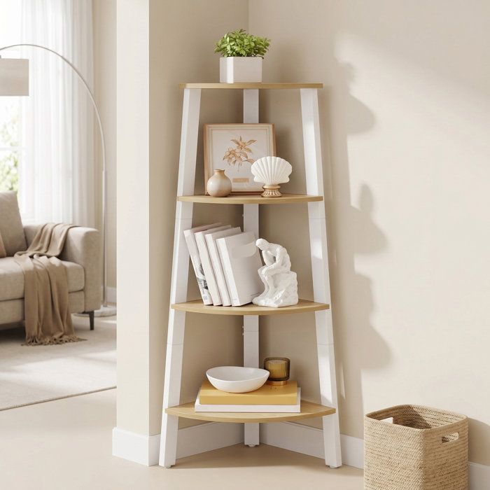 Étagère 4 Niveaux Cadre en Acier Style Industriel pour Salon Jaune paille et Blanc Étagère 4 Niveaux Cadre en Acier Style Industriel pour Salon Jaune paille et Blanc