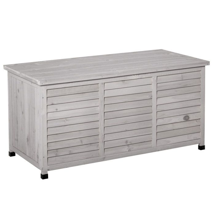 Coffre de rangement d’extérieur – Bois – gris clair – 127 x 56 x 60 cm