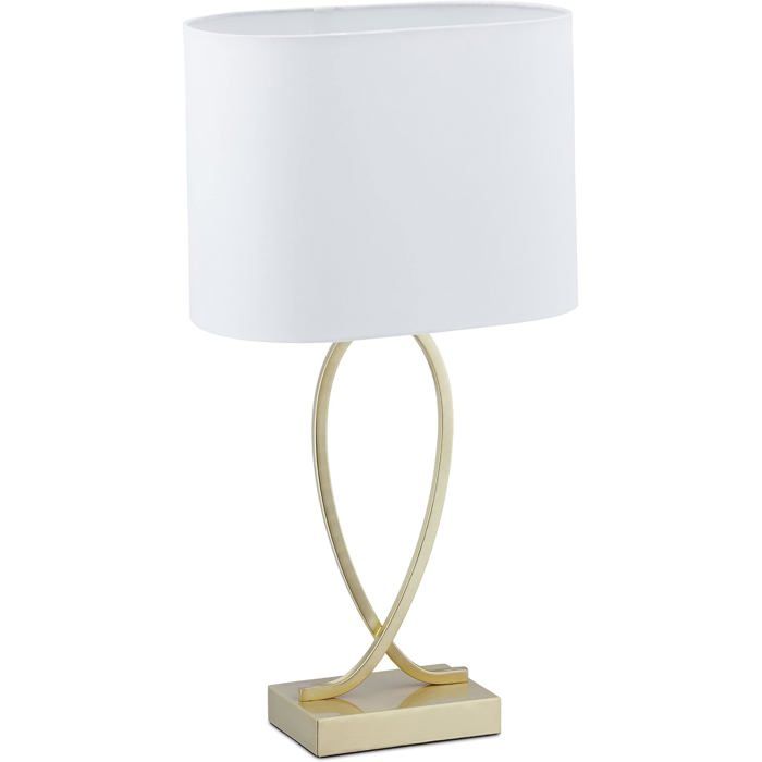 Lampe De Chevet Abat-Jour Douille E27 H X L X P : 51 X 28 X 18 Cm Pour Salon Et Chambre Doré/Blanc[LL322]