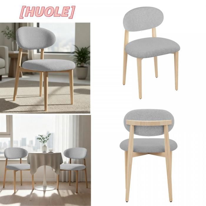 Lot de 2 chaises de salle à manger en peluche Teddy - Chaises de salon robustes - Charge maximale : 120 kg - gris clair.