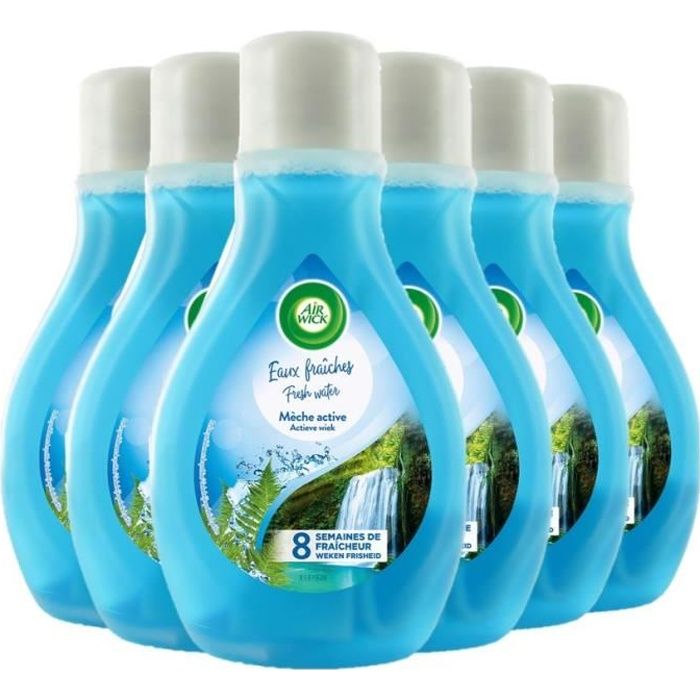 Air Wick Désodorisants Mèche Active Eaux Fraîches Flacon 375 ml Lot de 6