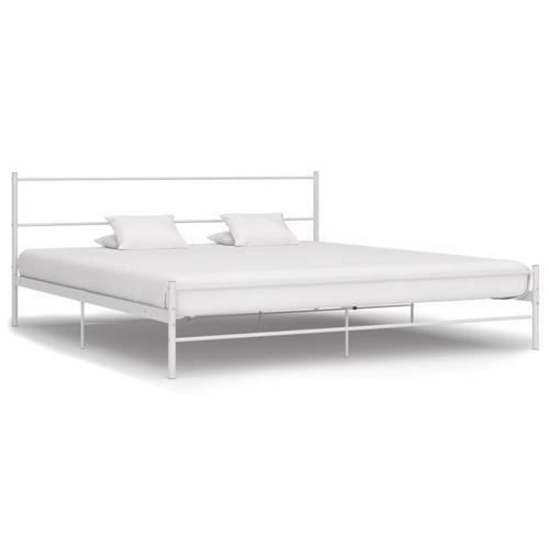 lit à deux place-cadre de lit blanc en métal-blanc-160 x 200cm