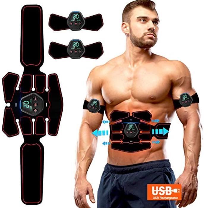 Jenylu Electrostimulateur Musculaire, Ceinture Abdominale  Electrostimulation, EMS Stimulateur Appareil pour Tout Le Corps, 6 Modes 10  Intensités