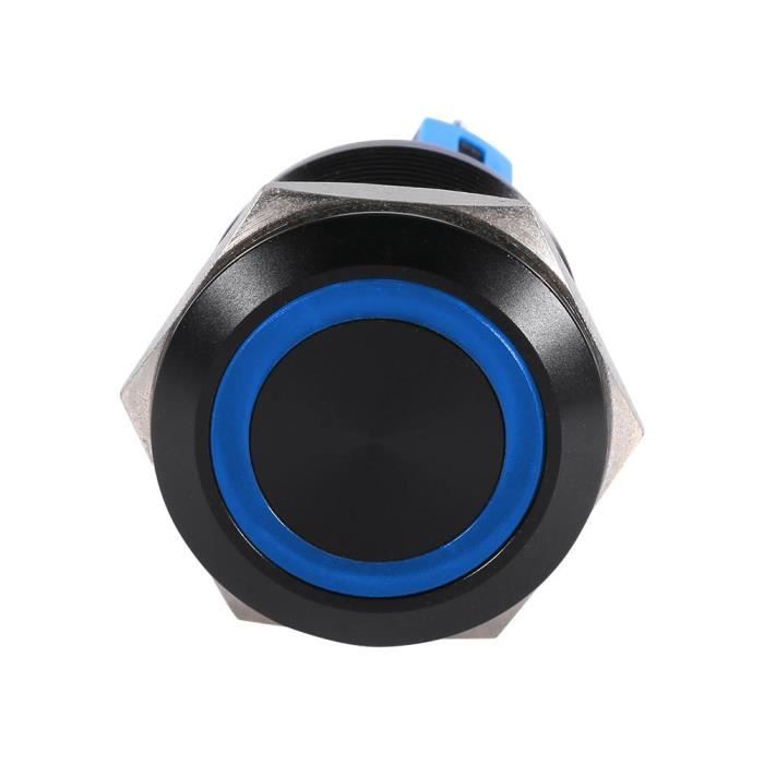 CEN Interrupteur à bouton-poussoir verrouillable étanche à l'eau à verrouillage automatique 22mm 12V DEL bleu