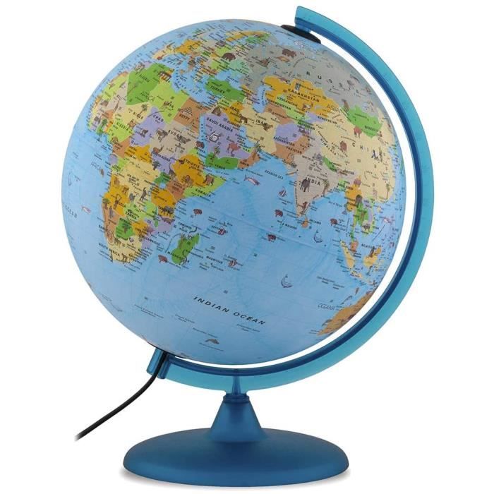 Globe pour enfants, tournant & basculant - Animaux du monde (15 cm