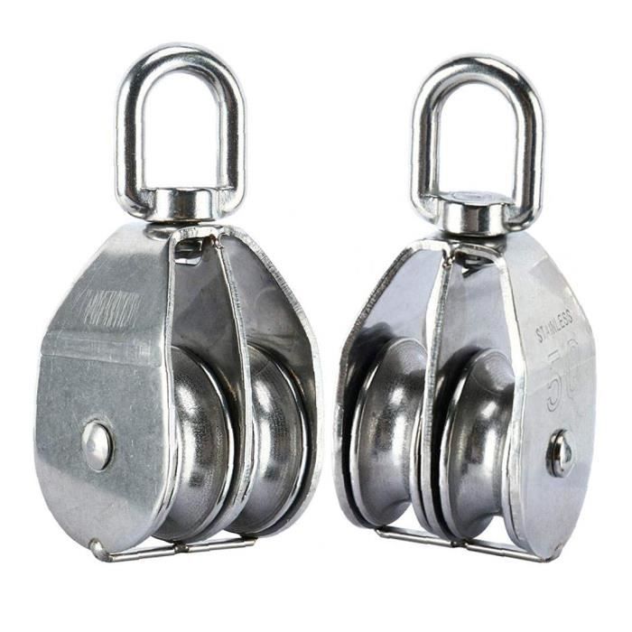 Poulie Double 32KN Sharplace – Aluminium, Roulements à Billes, Rotative 360°, Pour Corde 15mm, Travail Aérien