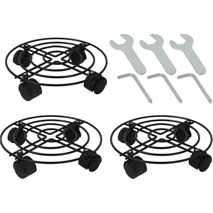 Présentoir à Fleurs Mobile Avec Roues - Étagère Métal Et Seaux En Plastique - Pour Jardin, Balcon, Fleuriste