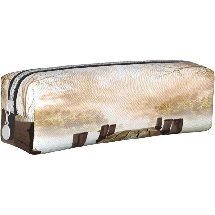 Trousse à Crayons En Cuir Synthétique Avec Motif Vagues Japonaises - Trousse De Maquillage Ou Rangement Stylos