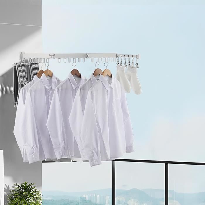 Porte-pantalon Extensible à 22 Bras - En Alliage Aluminium, Flocage Antidérapant, Amortisseur Silencieux, Capacité 15 Kg, Dimensions 59x46 Cm, Couleur Café