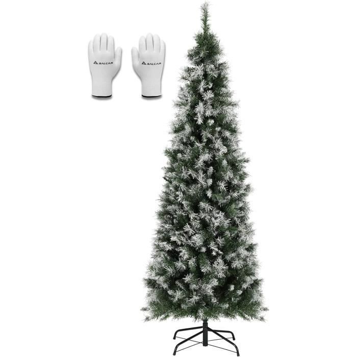 Sapin De Noël Artificiel Blanc 180Cm, Arbre De Noel Slim Enneigées Avec