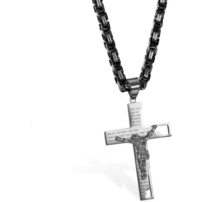 Collier De Pendentif Crossant En Acier Inoxydable Bijoux De Motard Hip