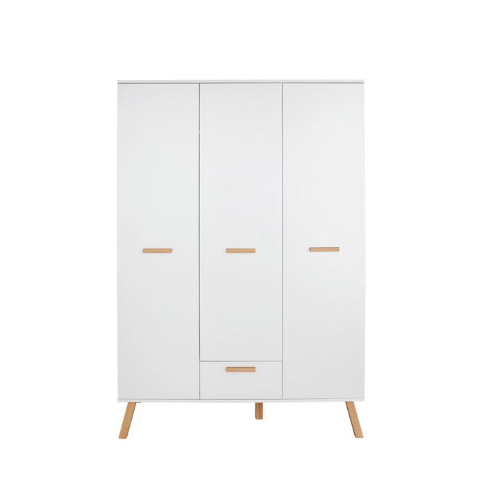 MatsBaby Armoire pour enfants 3 portes 1 tiroir blanc.