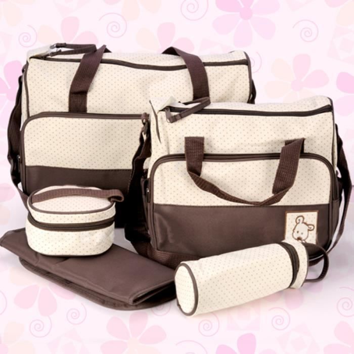 Sacs à Langer Bébé 5 Pieces pour Bébé Sac à Main Sac exterieur+sac