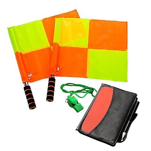 Kit Arbitre Football LONGHAO - Cartons Rouge/Jaune, Sifflet, Drapeaux - Pour Matchs Scolaires Et Clubs
