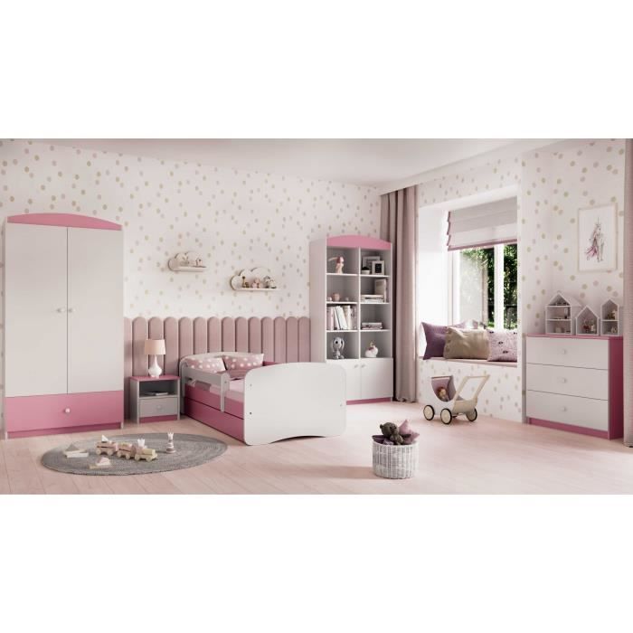 Chambre Enfant Cosmos 2 Pièces - Lit 90x200 Et Bureau 3 Tiroirs - Blanc - Style Moderne