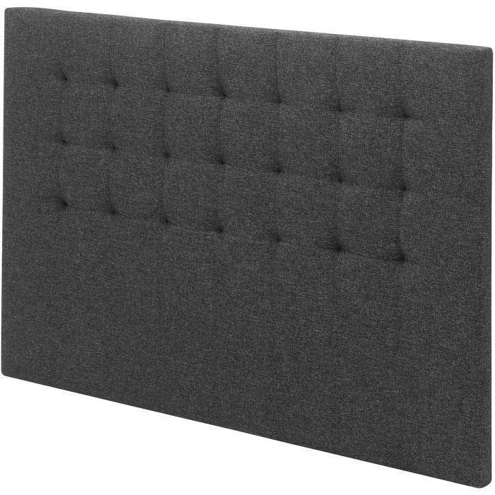 tête de lit capitonnée en tissu gris l. 150 - ebac - gaia - design contemporain - fixation au sol ou au sommier